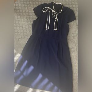 J. Crew Navy Blue Bow Collar Dress (Size 14)